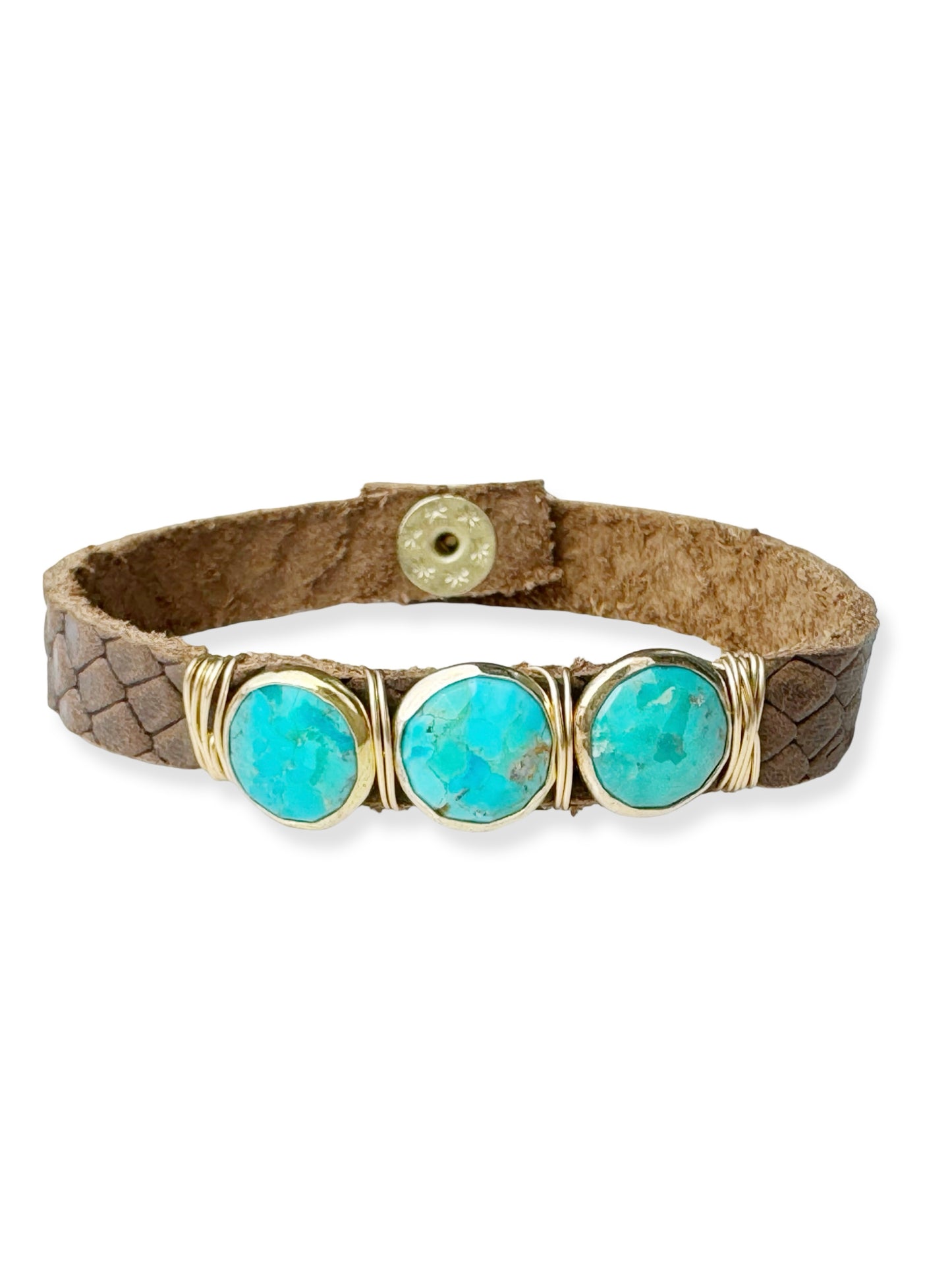 Gold Stone Triple Leather Bracelet