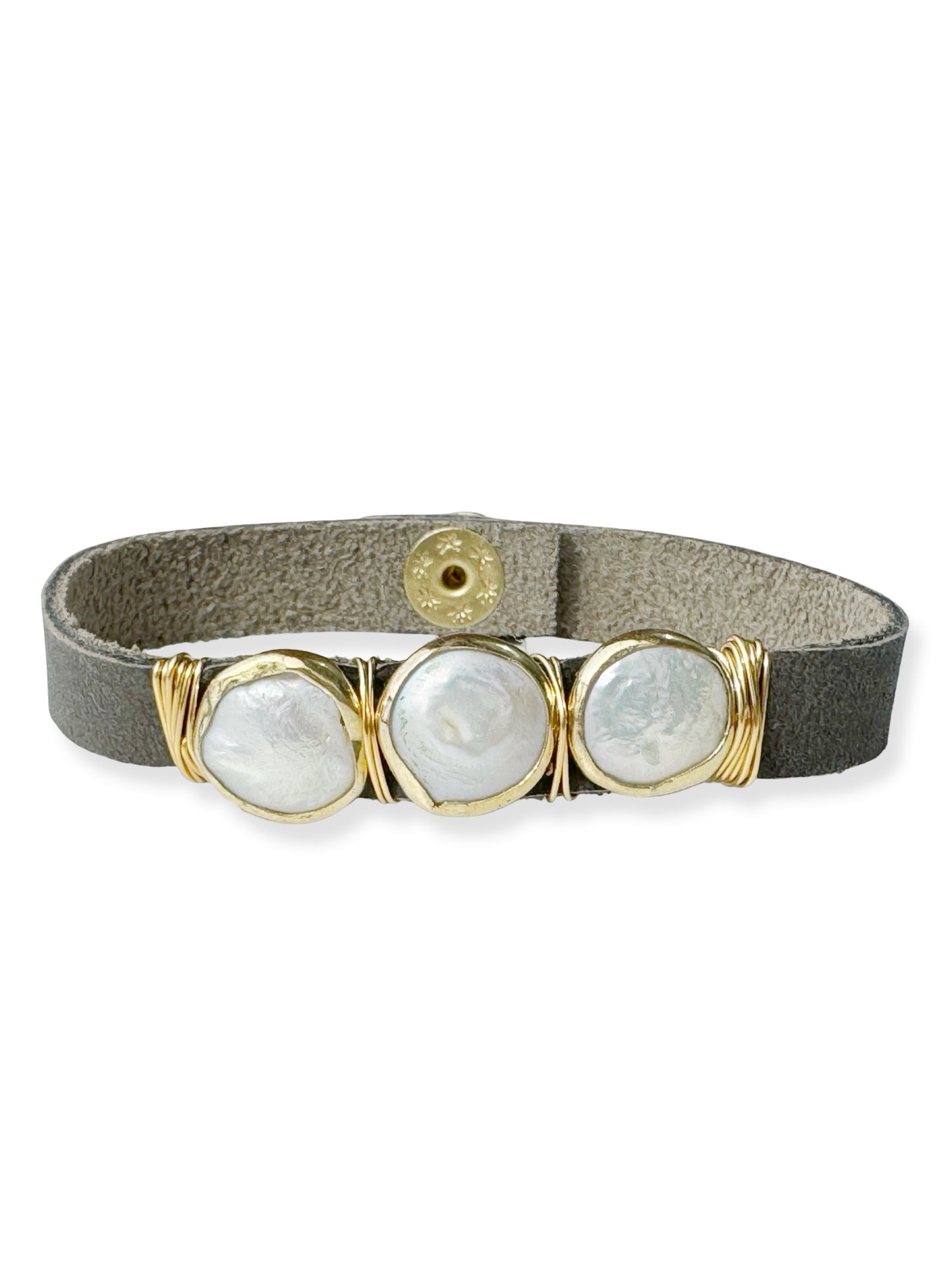Gold Stone Triple Leather Bracelet