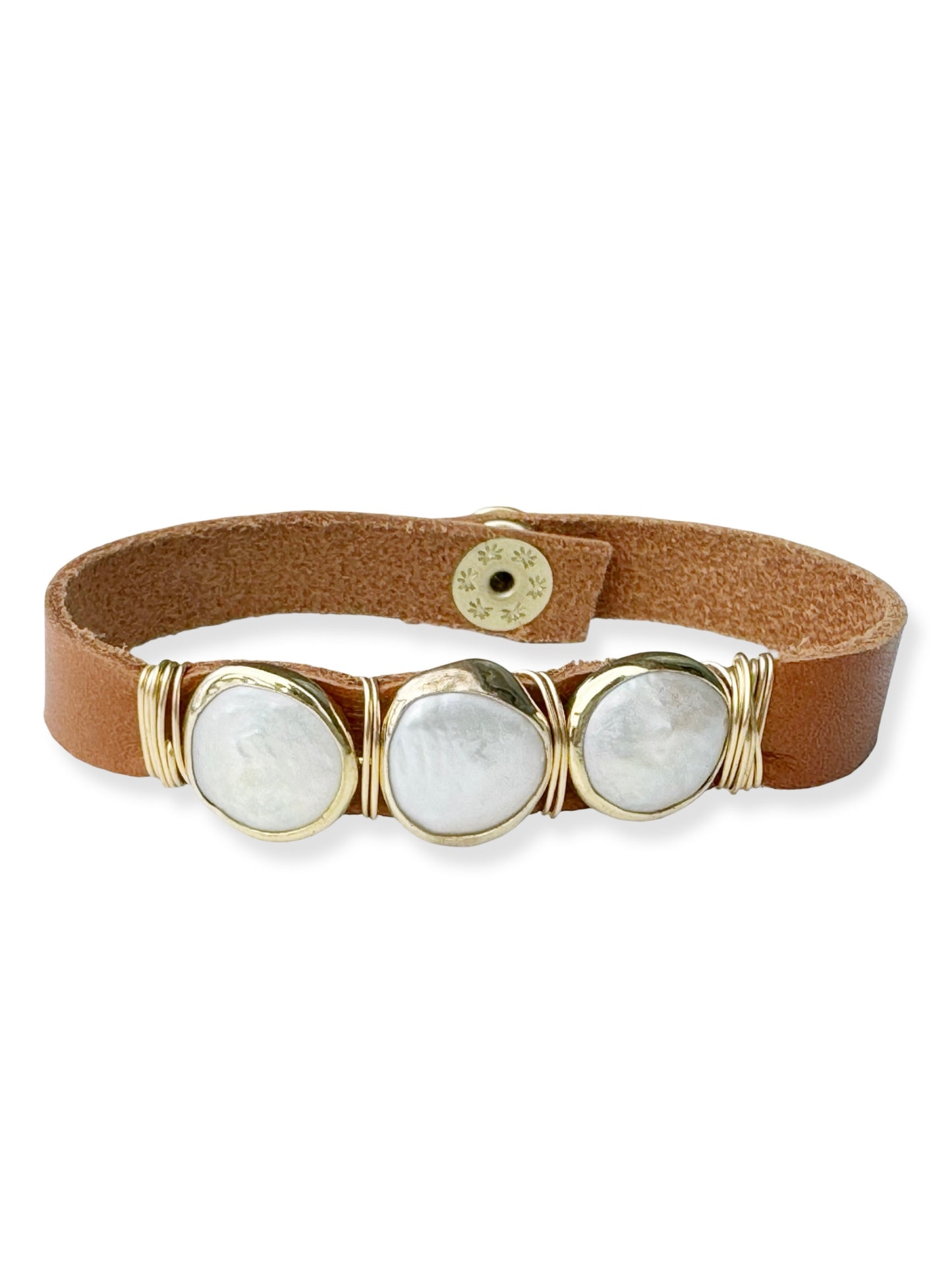 Gold Stone Triple Leather Bracelet