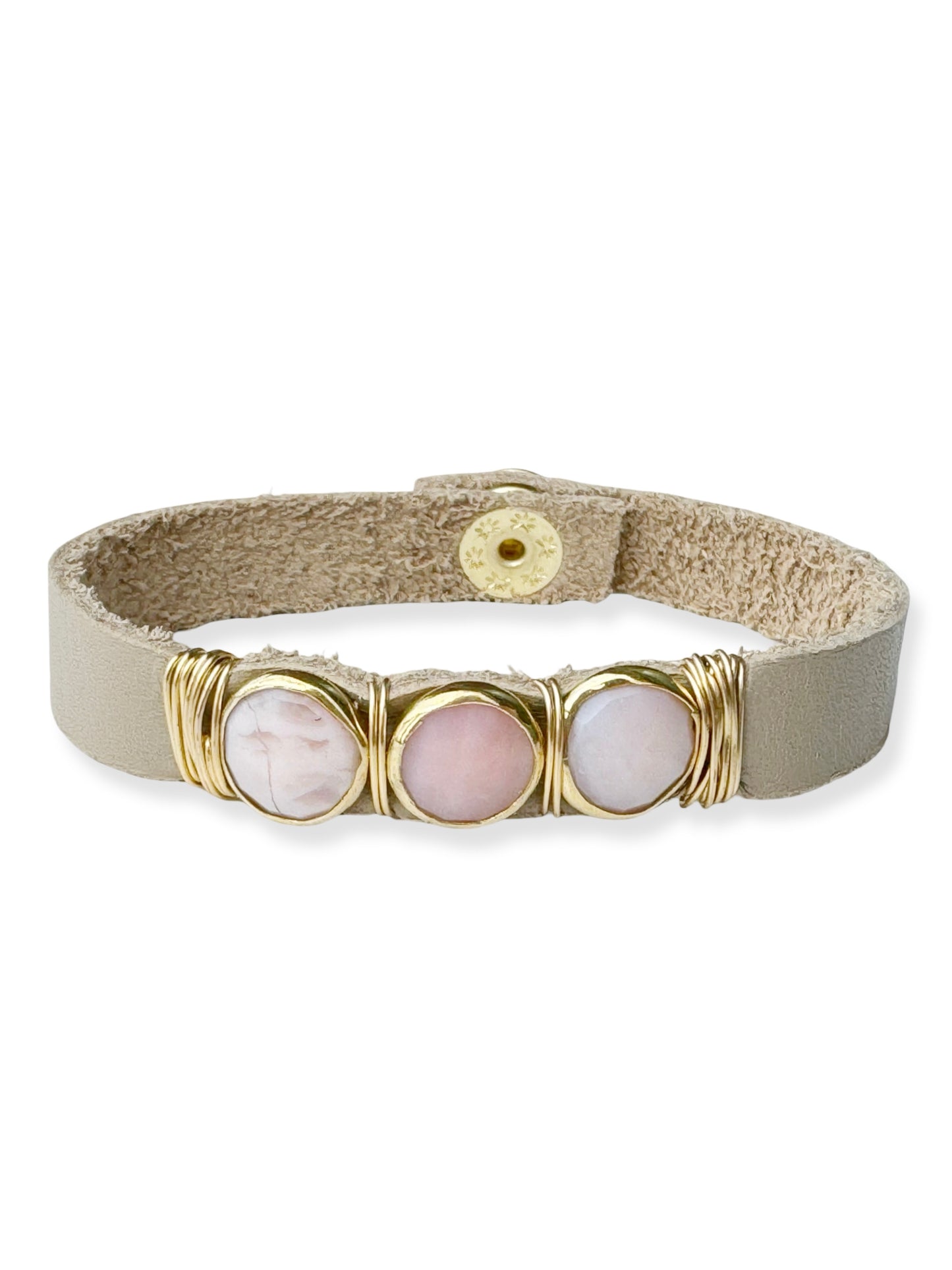 Gold Stone Triple Leather Bracelet