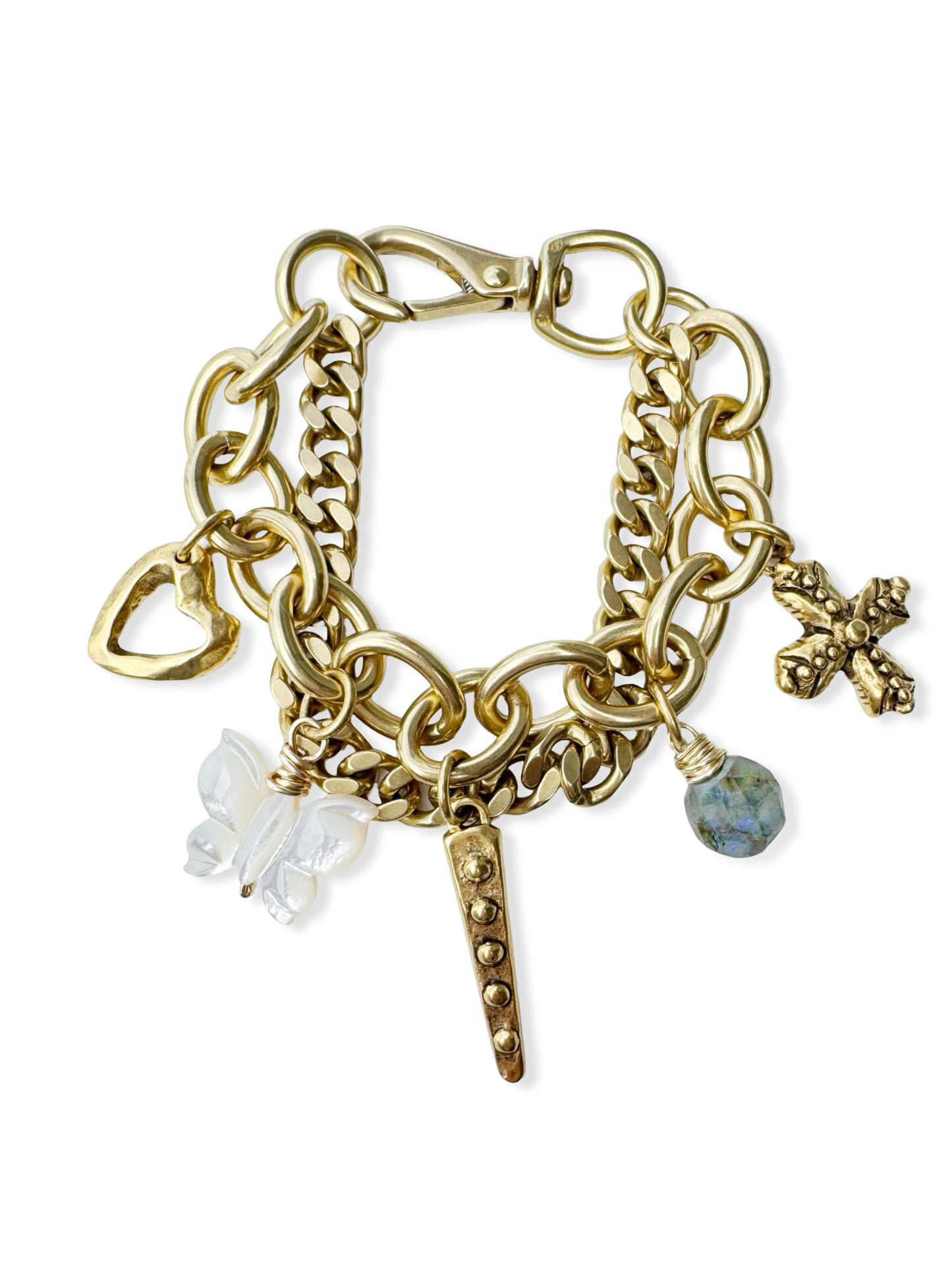 Chunky Brass Charm Bracelet