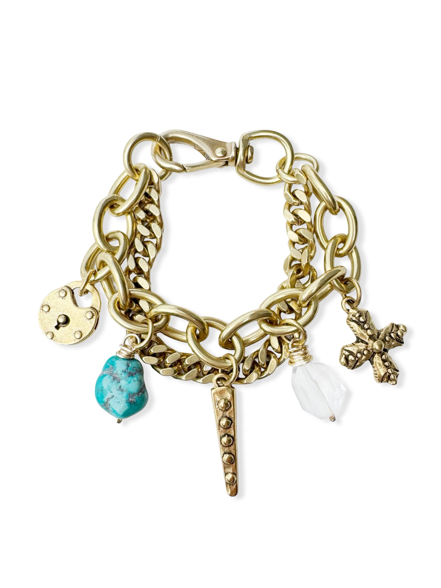 Chunky Brass Charm Bracelet