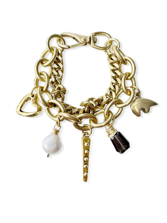 Chunky Brass Charm Bracelet