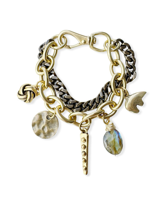 Chunky Brass Charm Bracelet