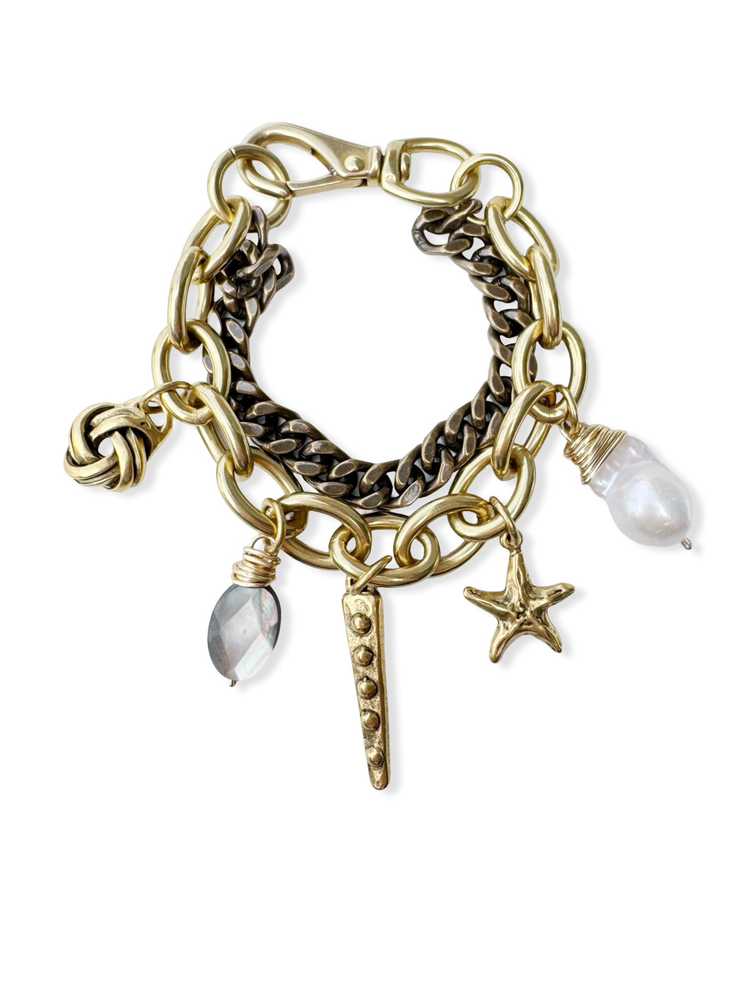 Chunky Brass Charm Bracelet