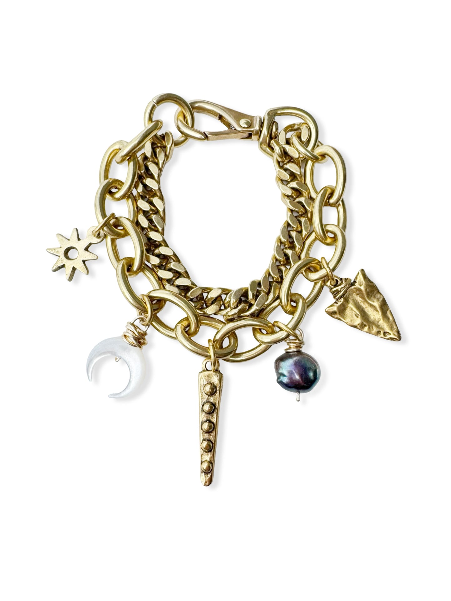 Chunky Brass Charm Bracelet