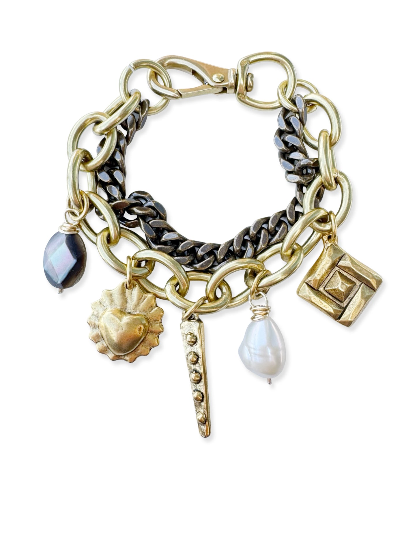 Chunky Brass Charm Bracelet