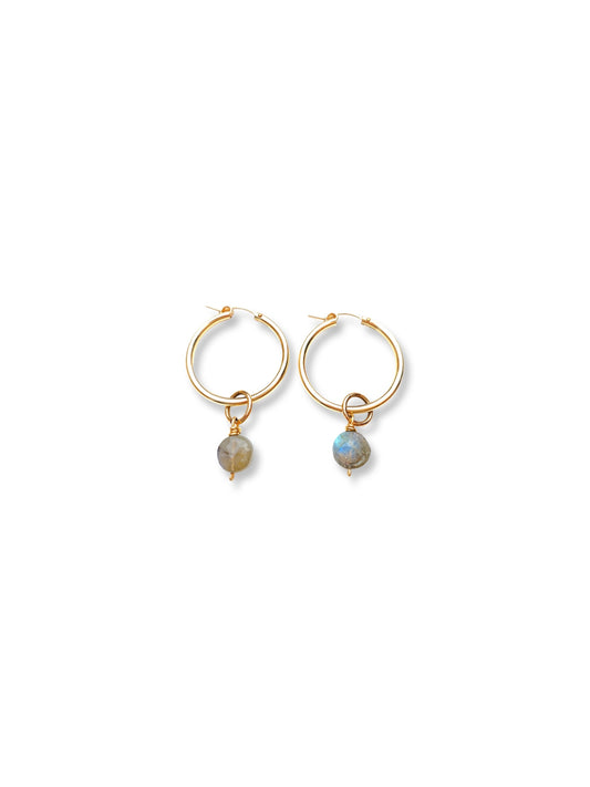 Small Hoop Earrings- Labradorite