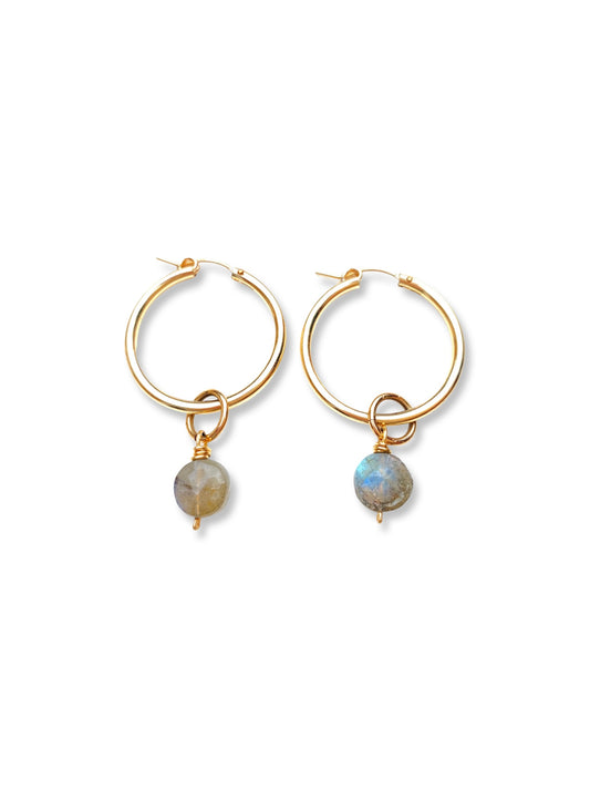 Medium Hoop Earrings- Labradorite