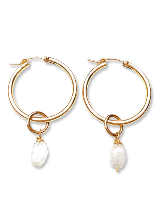 Large Hoop Earrings- Moonstone