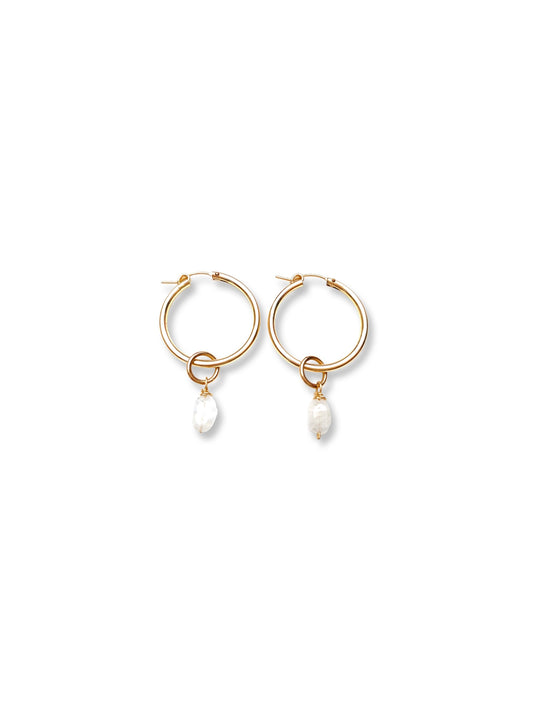 Small Hoop Earrings-Moonstone