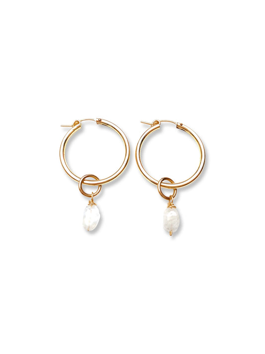 Medium Hoop Earrings- Moonstone