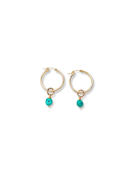 Small Hoop Earrings-Turquoise