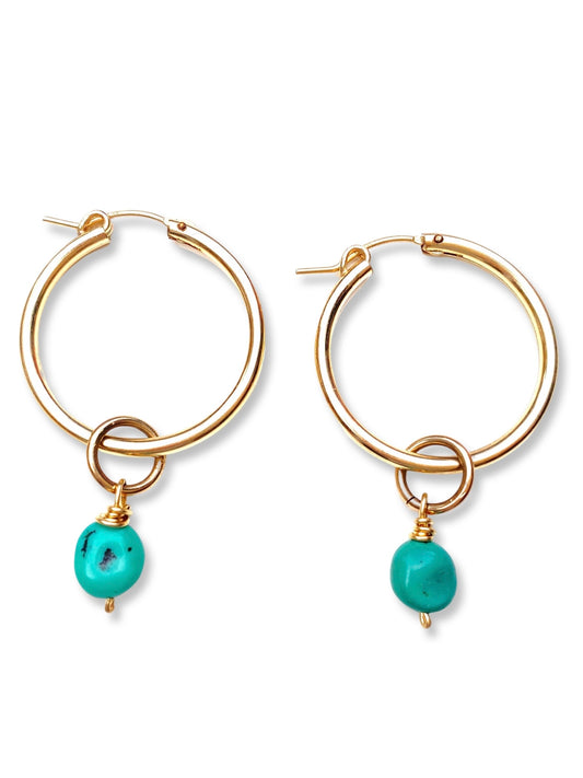 Large Hoop Earrings- Turquoise