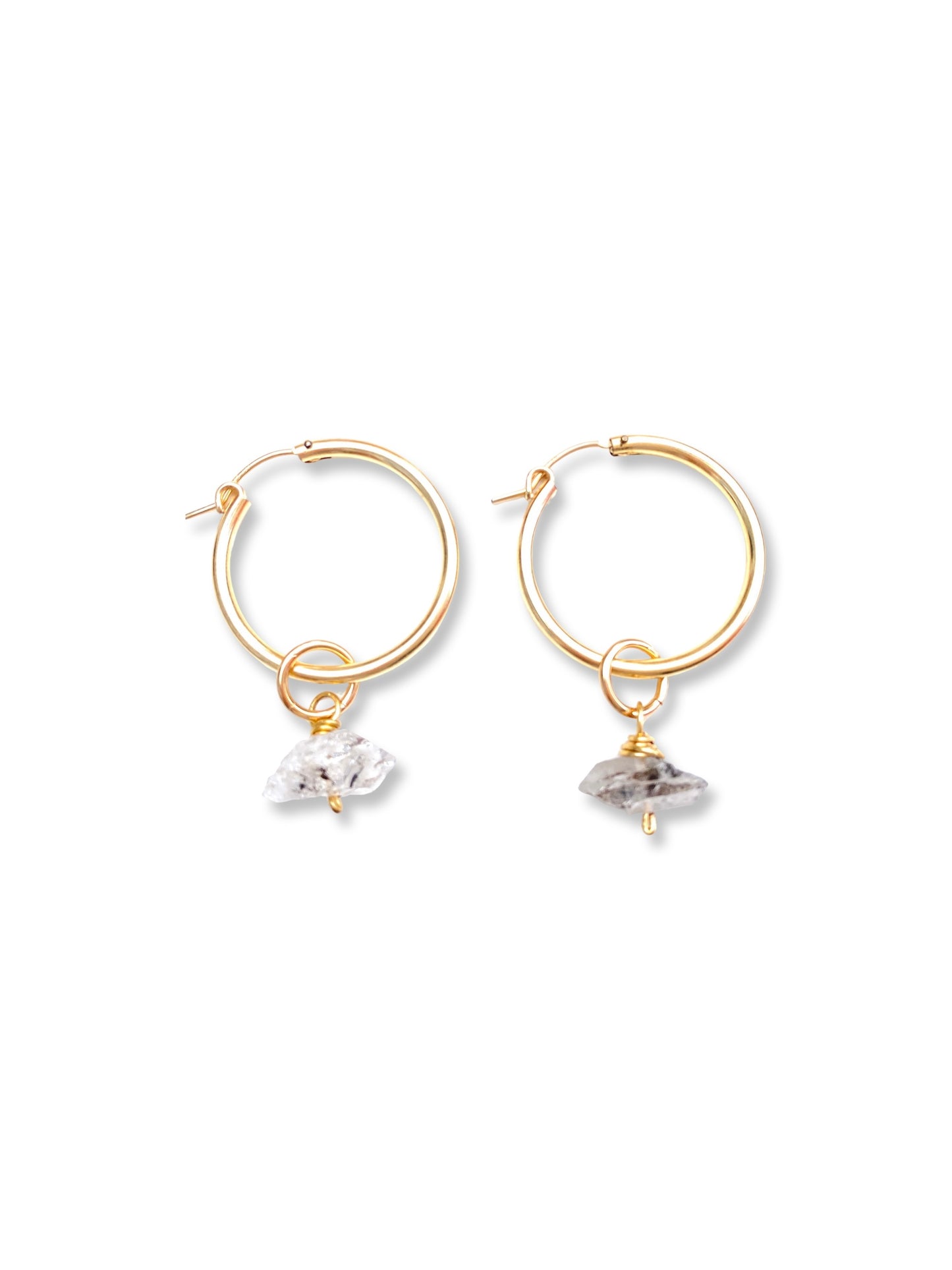 Medium Hoop Earrings- Herkimer Diamond