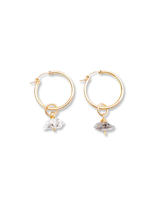 Medium Hoop Earrings- Herkimer Diamond