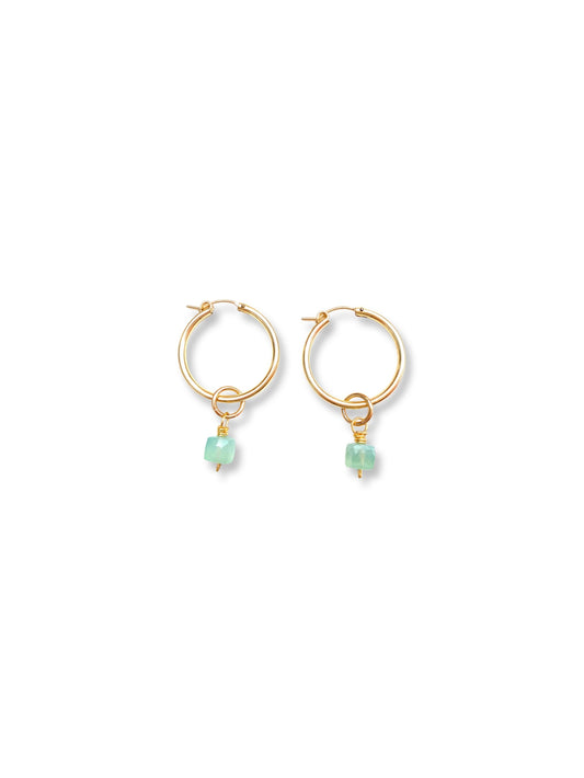 Small Hoop Earrings- Chalcedony