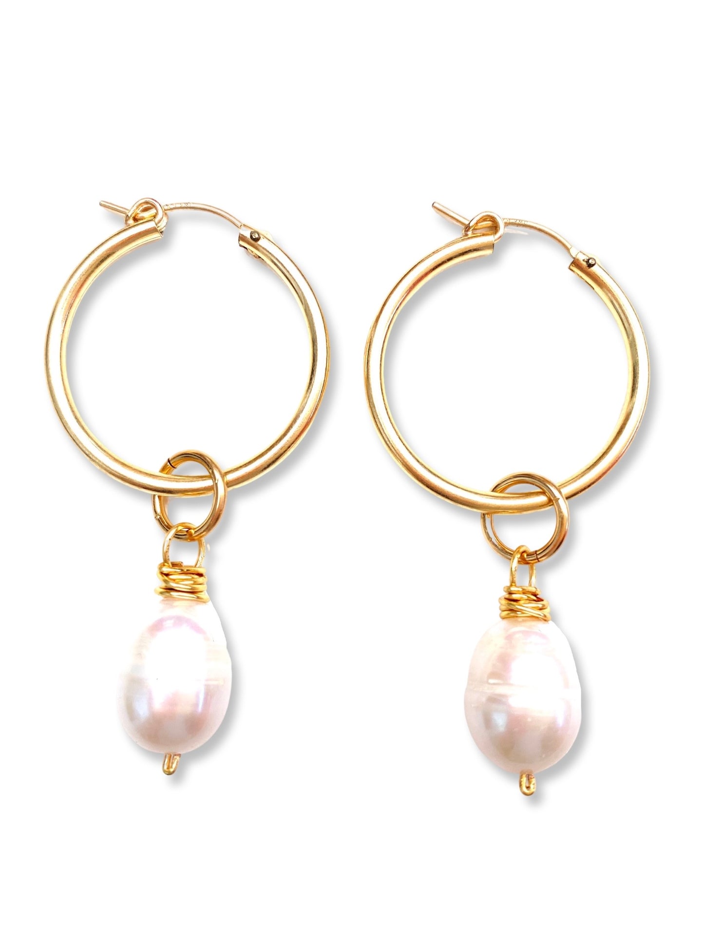 Large Hoop Earrings- Pearl