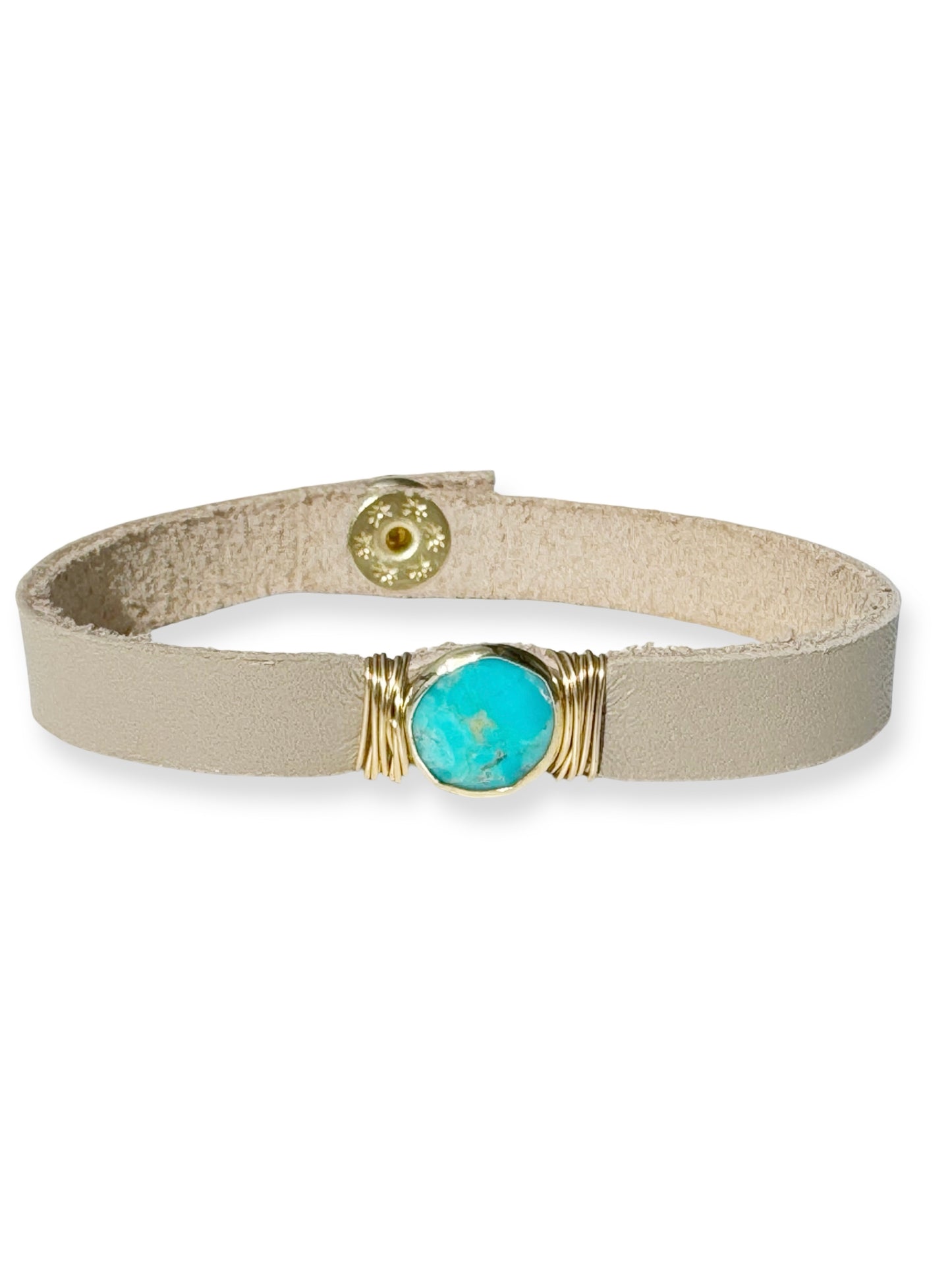 Gold Stone Single Leather Bracelet