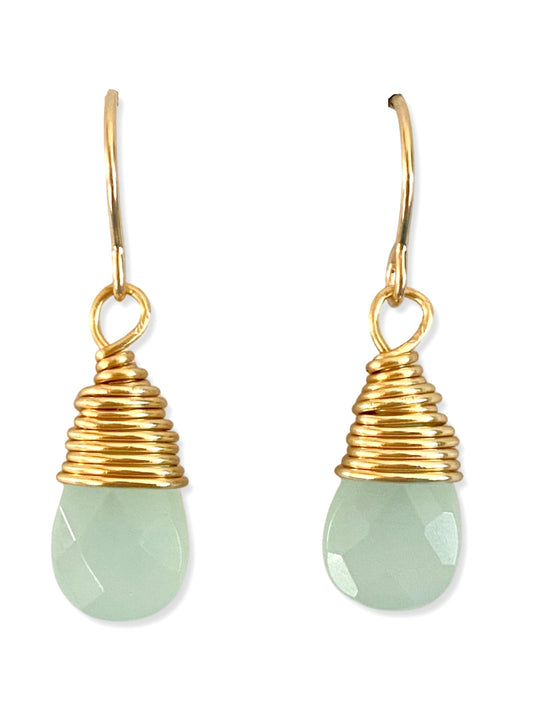 Drop Earring- Gold- Chalcedony