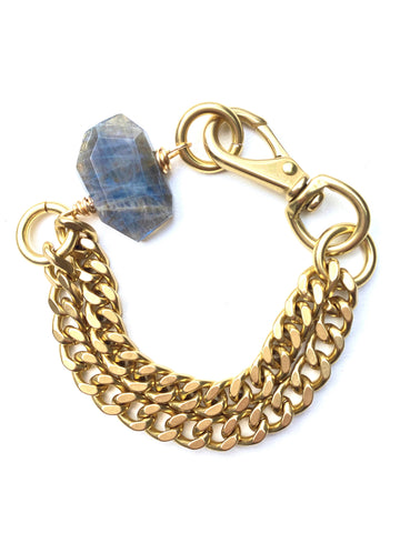 Chunky Brass Chain Bracelet- Labradorite