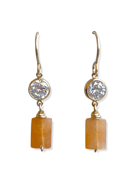 Crystal Drop Earrings- Orange Tourmaline