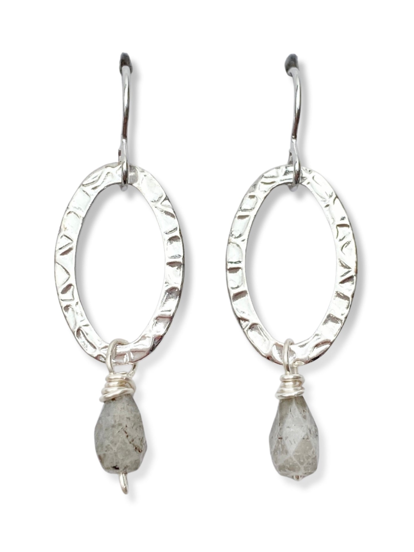 Oval Earrings- Silver- Labradorite