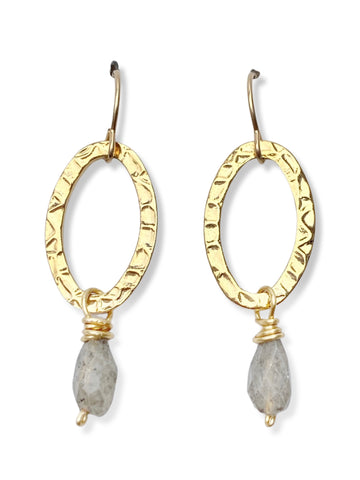 Oval Earrings- Gold- Labradorite