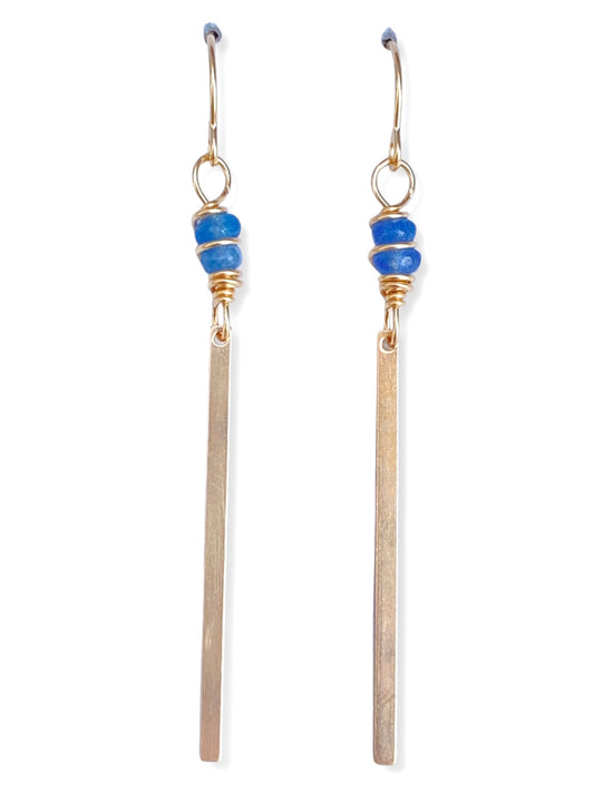 Gold Bar Earrings- Smithsonite Quartz