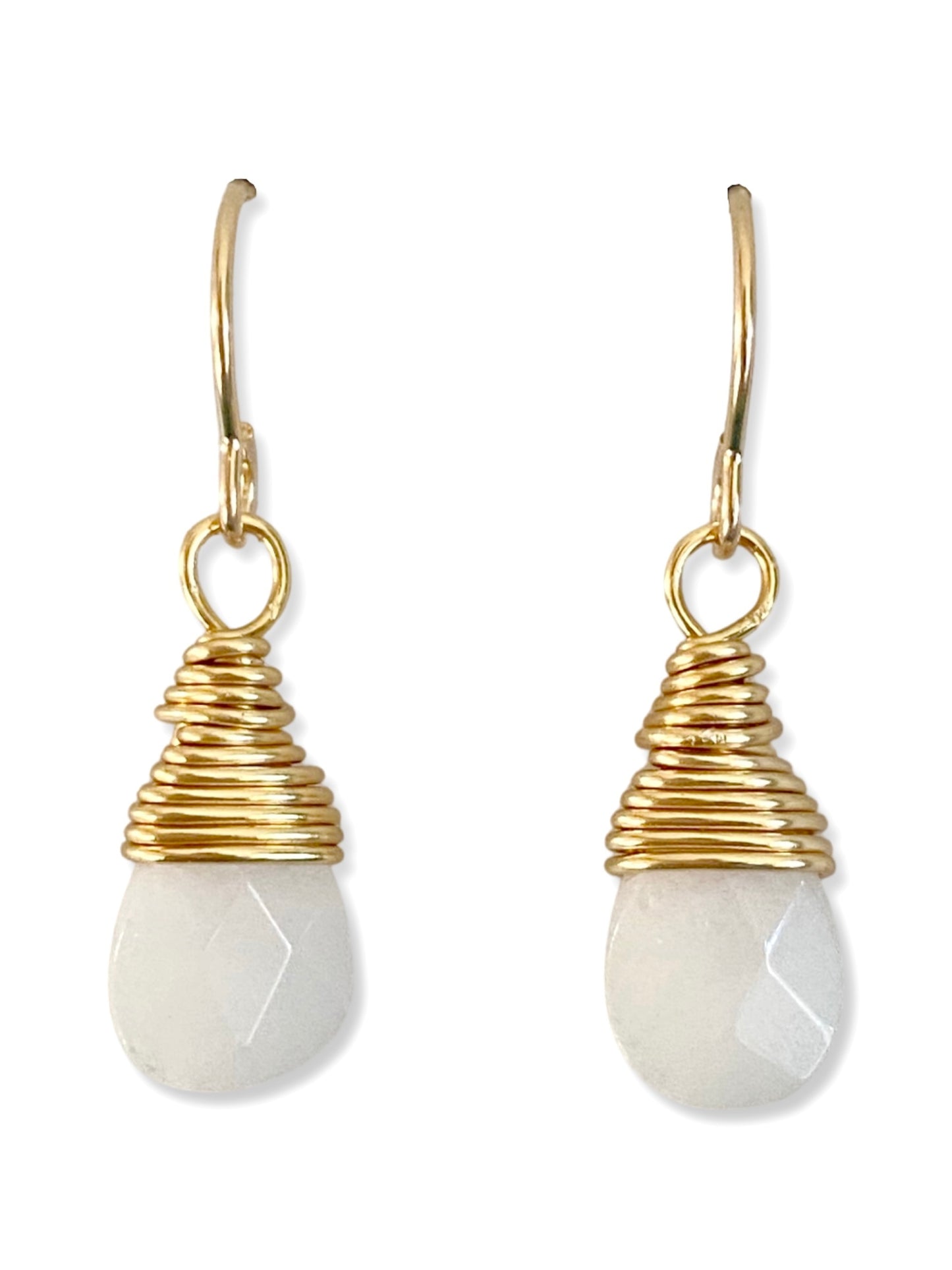 Drop Earring- Gold- White Jade