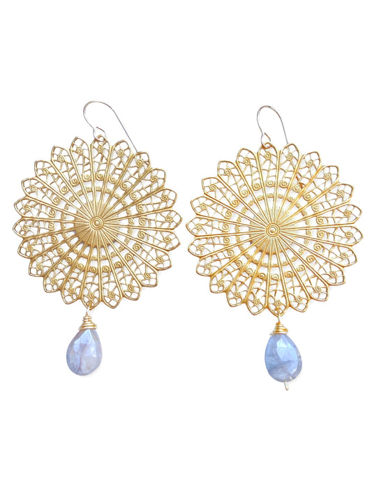 Sunburst Earrings- Moonstone