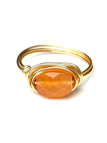 Wire Wrap Ring- Orange Tourmaline