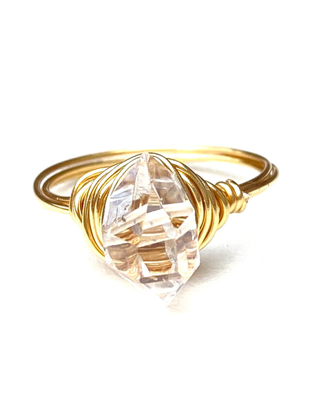 Wire Wrap Ring- Herkimer Diamond