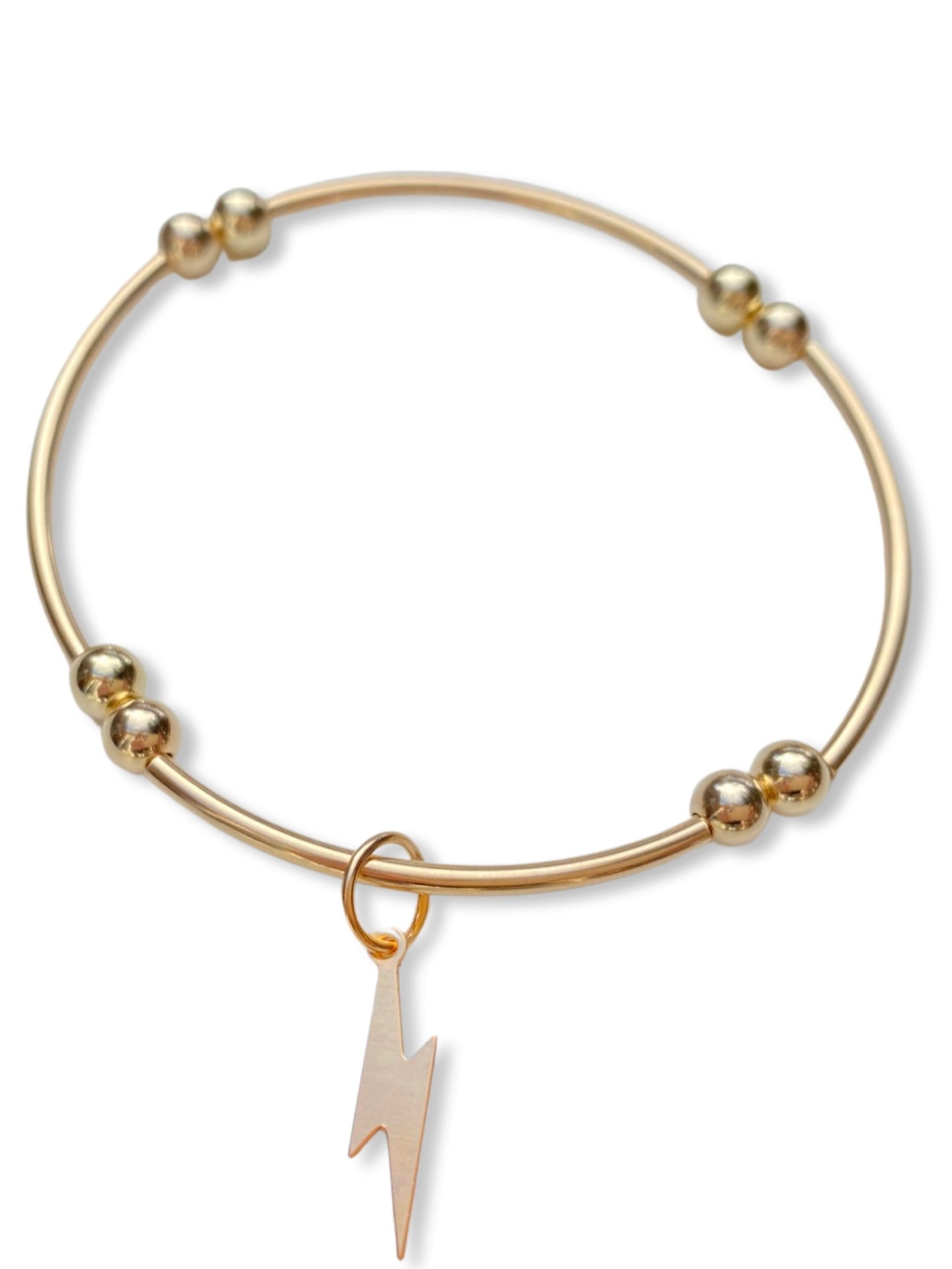 Gold Tube Charm Bracelet- Lightning Bolt