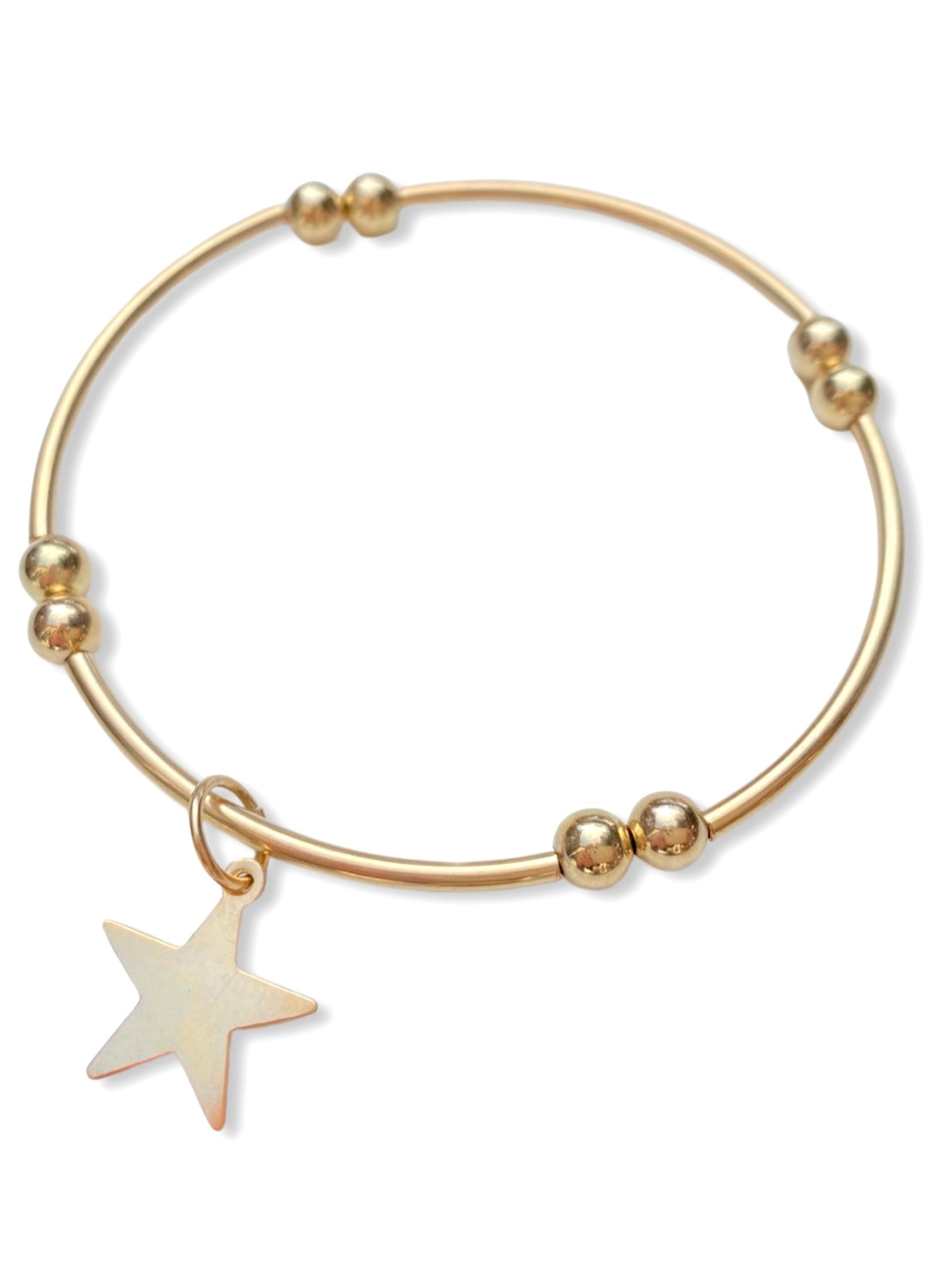 Gold Tube Charm Bracelet- Star