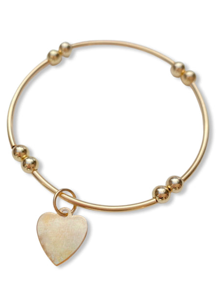 Gold Tube Charm Bracelet- Heart
