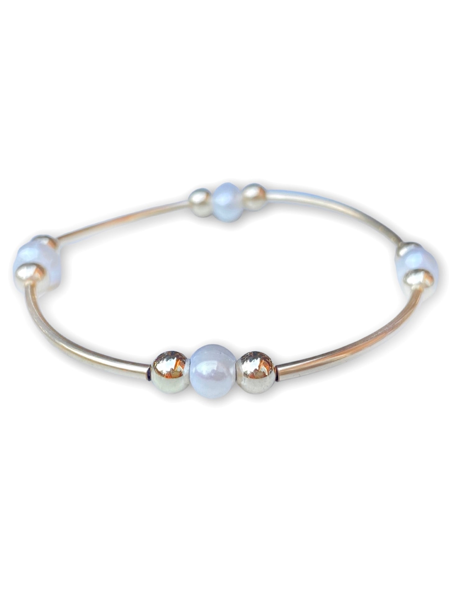 Gold Tube Bracelet- Pearl