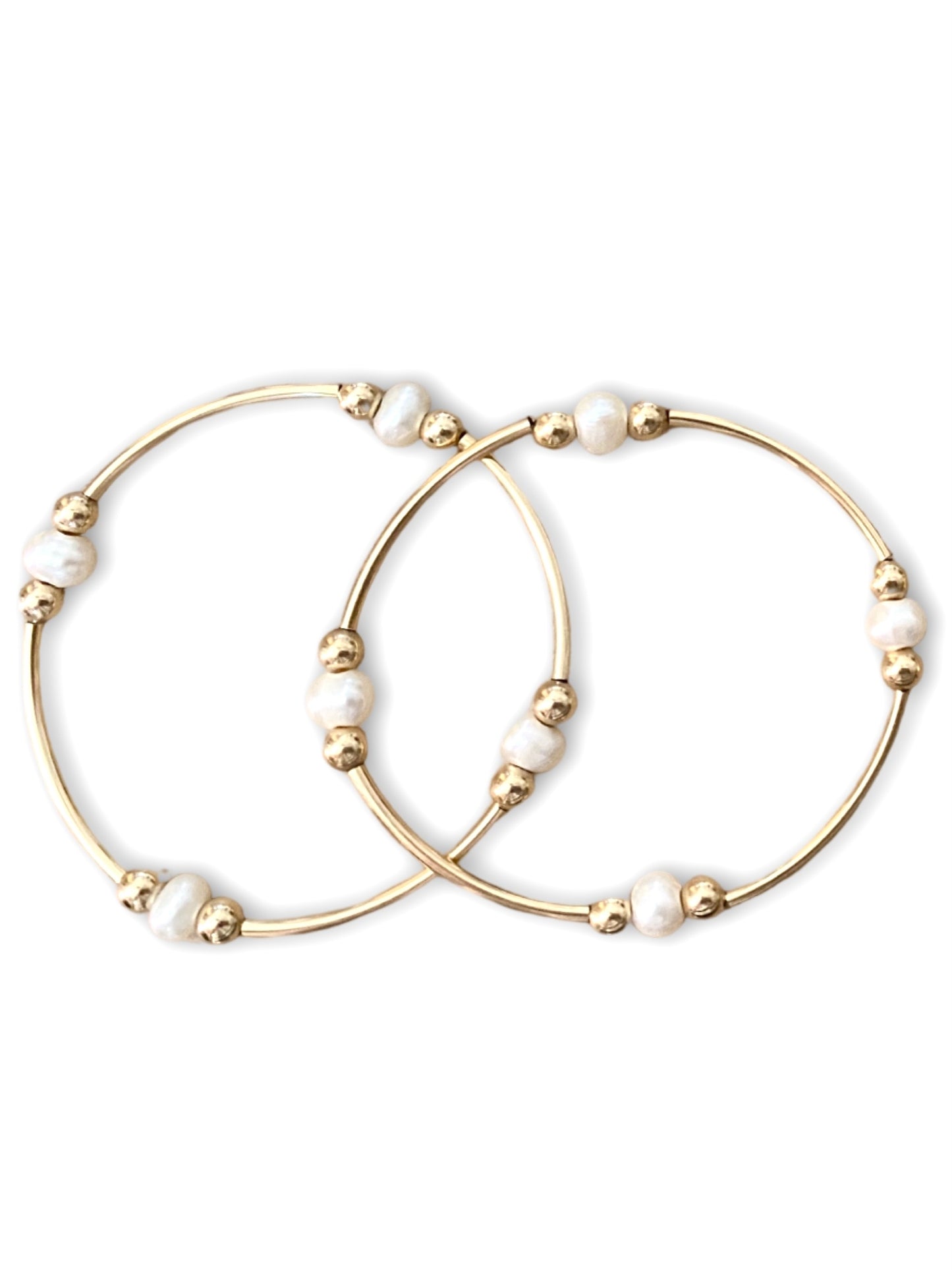 Gold Tube Bracelet- Pearl