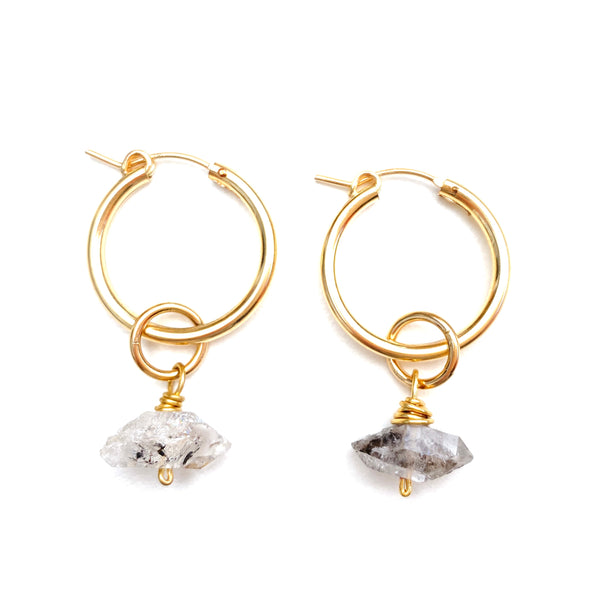 Medium Hoop Earrings- Herkimer Diamond