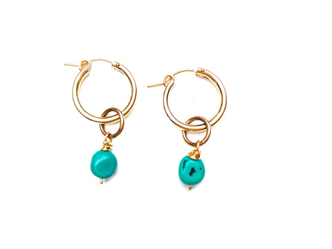 Small Hoop Earrings-Turquoise