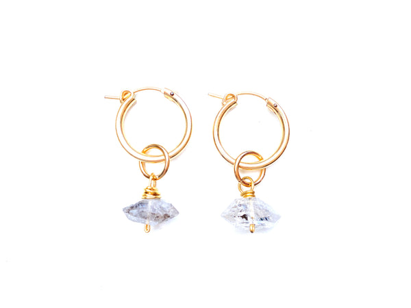 Small Hoop Earrings- Herkimer Diamond