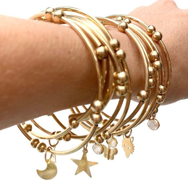 Gold Tube Charm Bracelet- Star