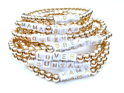 Word Gold Ball Bracelet- 14k gold-filled- Customizable