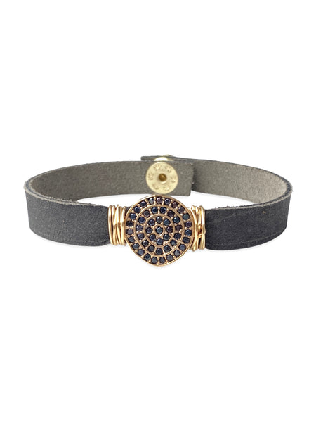 Leather Pave Stacker- Black
