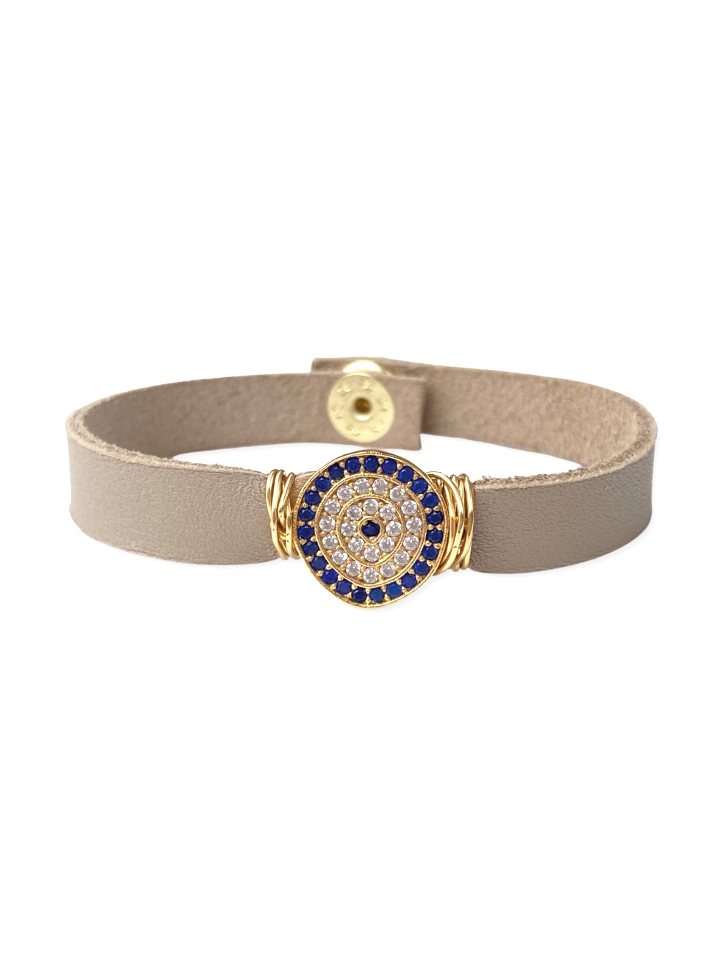 Leather Pave Stacker- Evil Eye