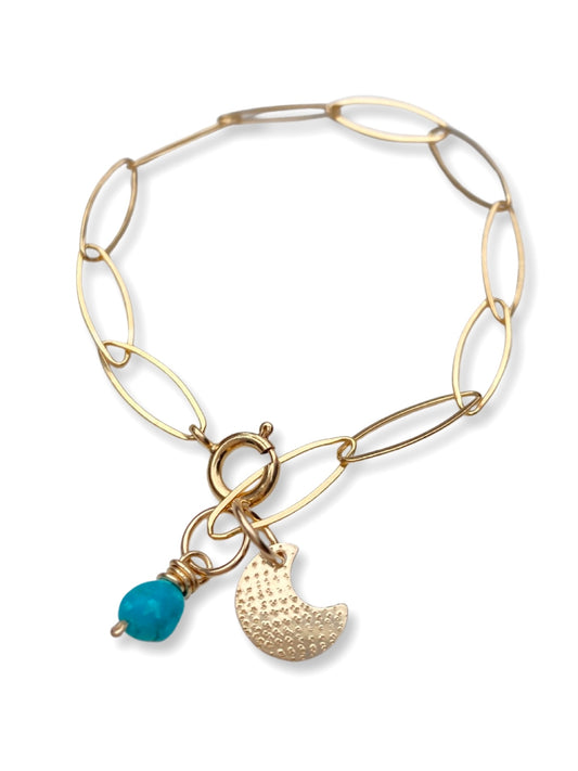 Charm Bracelet- Turquoise & Moon