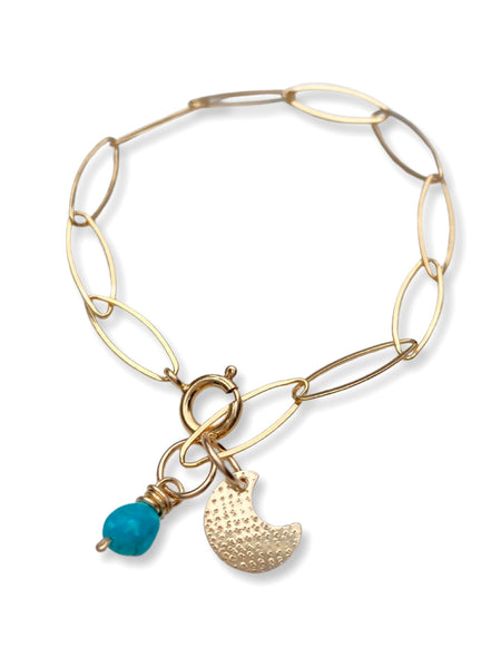 Charm Bracelet- Turquoise & Moon