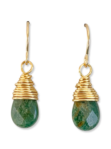 Drop Earring- Gold- African Jade