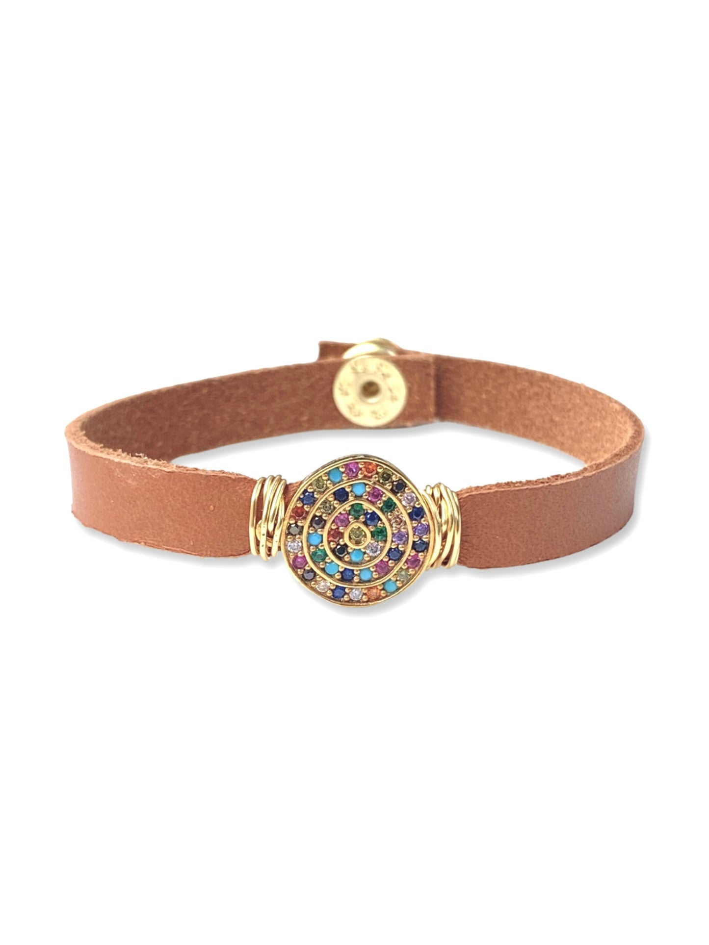 Leather Pave Stacker- Rainbow