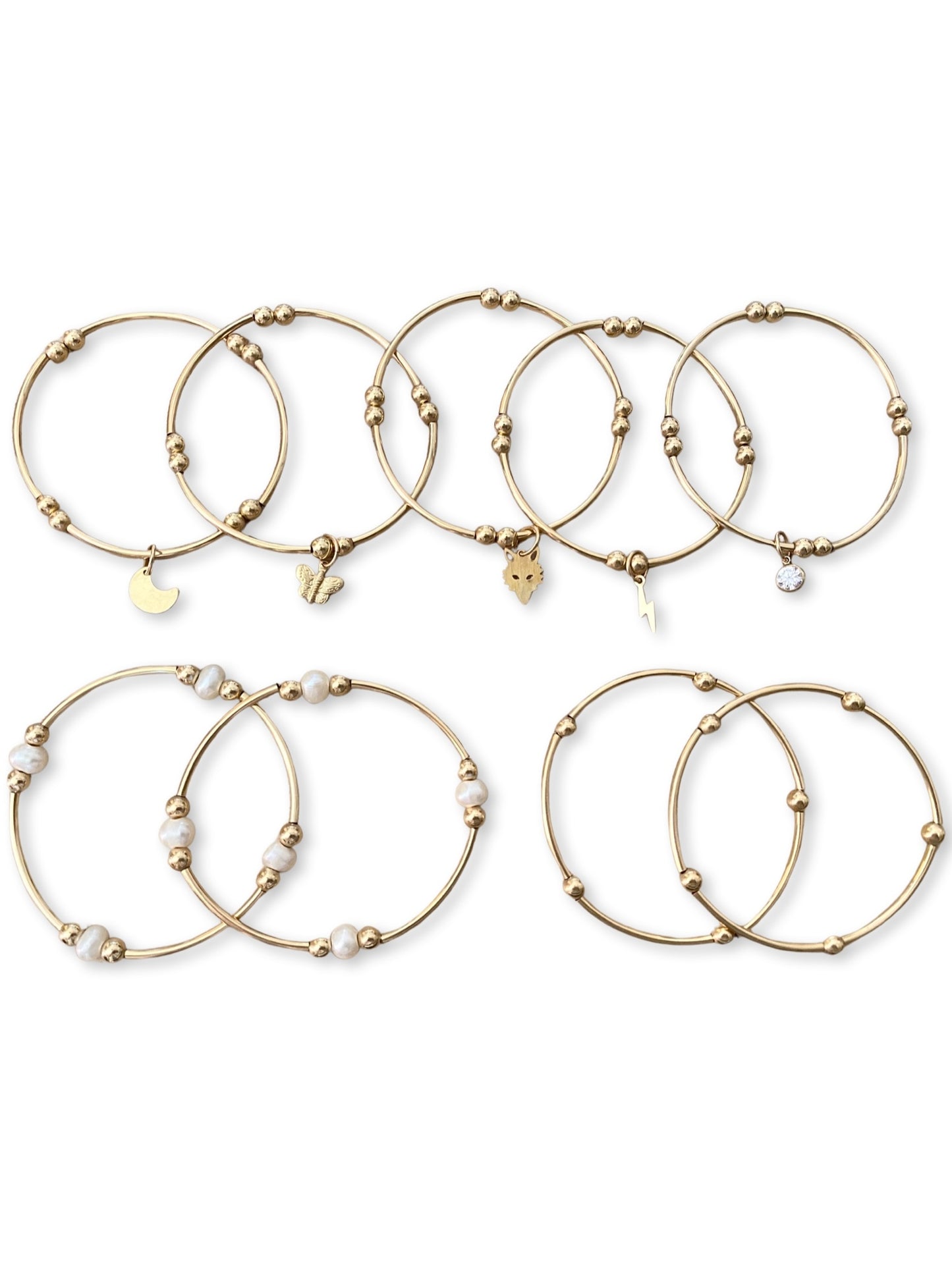 Gold Tube Charm Bracelet- Star